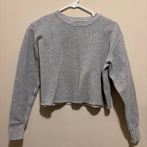 American Eagle Outfitters Heather Gray Cropped Sweatshirt